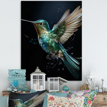 Teal Black Hummingbird Aerial Grace - Hummingbird Home Decor Art